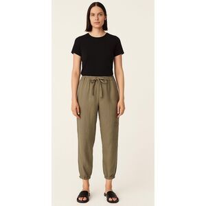 Eileen Fisher Organic Linen Cargo Pants Stone Taupe Gray Size M